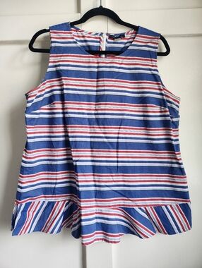Tommy Hilfiger Striped Peplum Top |  Summer Blouse | Classic Americana